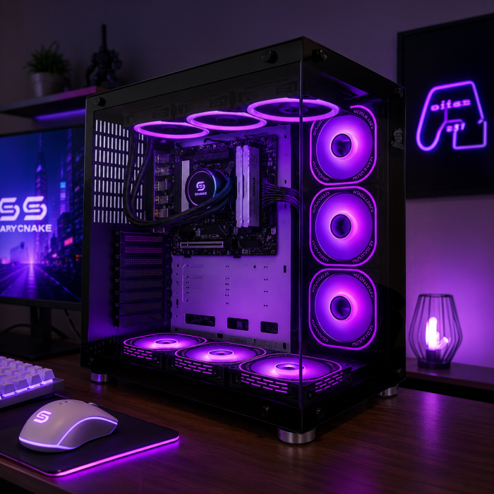 PC Snake Gamer Black Mamba Ryzen 9 7900X, RTX 5060 Ti, 32GB RAM + 1TB SSD + 2TB HDD, Wifi + Bluetooth, Windows 11Pro