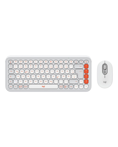 Logitech POP Icon Combo Teclado y Mouse Inalámbrico Naranjo y Blanco Crudo