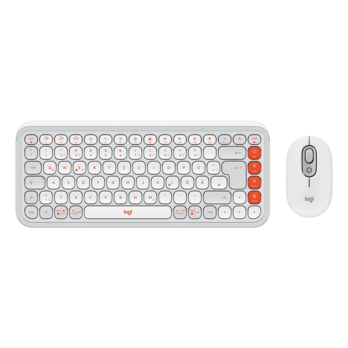 Logitech POP Icon Combo Teclado y Mouse Inalámbrico Naranjo y Blanco Crudo