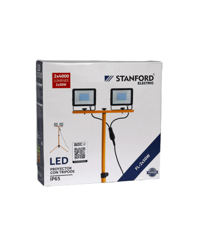 Pack 2 Focos Led 50w Sec 5000lm Y Soporte Atril Trípode 150cm