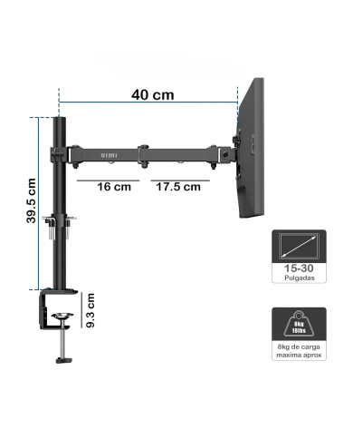 Soporte para Monitor Un Brazo Simple 15” a 30” (H-084)
