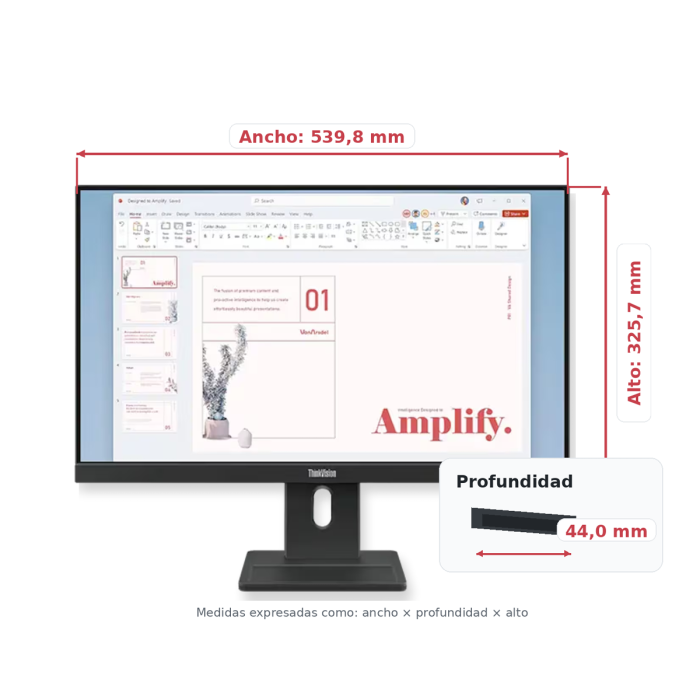 Monitor Lenovo ThinkVision E24-40 23.8” (64BAMAR1CL) IPS 100Hz 4ms, Pivotable Hdmi + Display Port