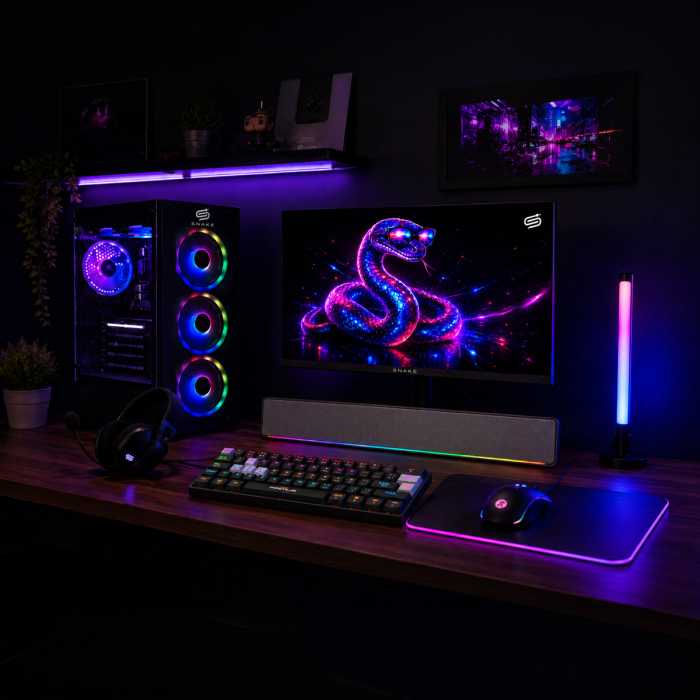 PC Snake Gamer Víbora V2 AMD Ryzen 5 5600GT + Monitor Snake 24” + Setup Completo