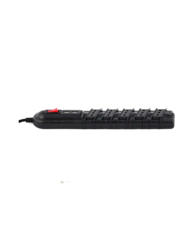 Alargador múltiple con 5 tomas y 2 puertos USB, cable de 5 metros