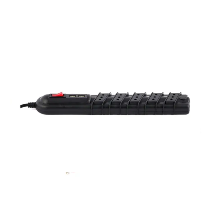 Alargador múltiple con 5 tomas y 2 puertos USB, cable de 5 metros