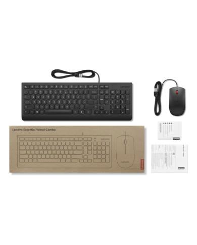 Combo Teclado y Mouse Lenovo Essential USB Español Negro