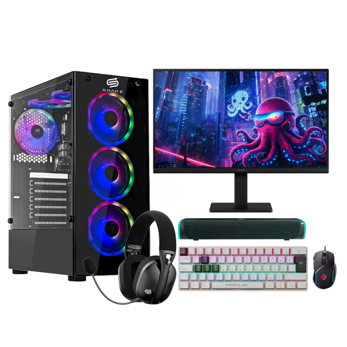 PC Snake Gamer Víbora V2 AMD Ryzen 5 5600GT + Monitor Samsung 22” + Setup Completo