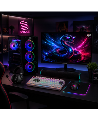 PC Snake Gamer Víbora V2 AMD Ryzen 5 5600GT + Monitor Snake 24” + Setup Completo