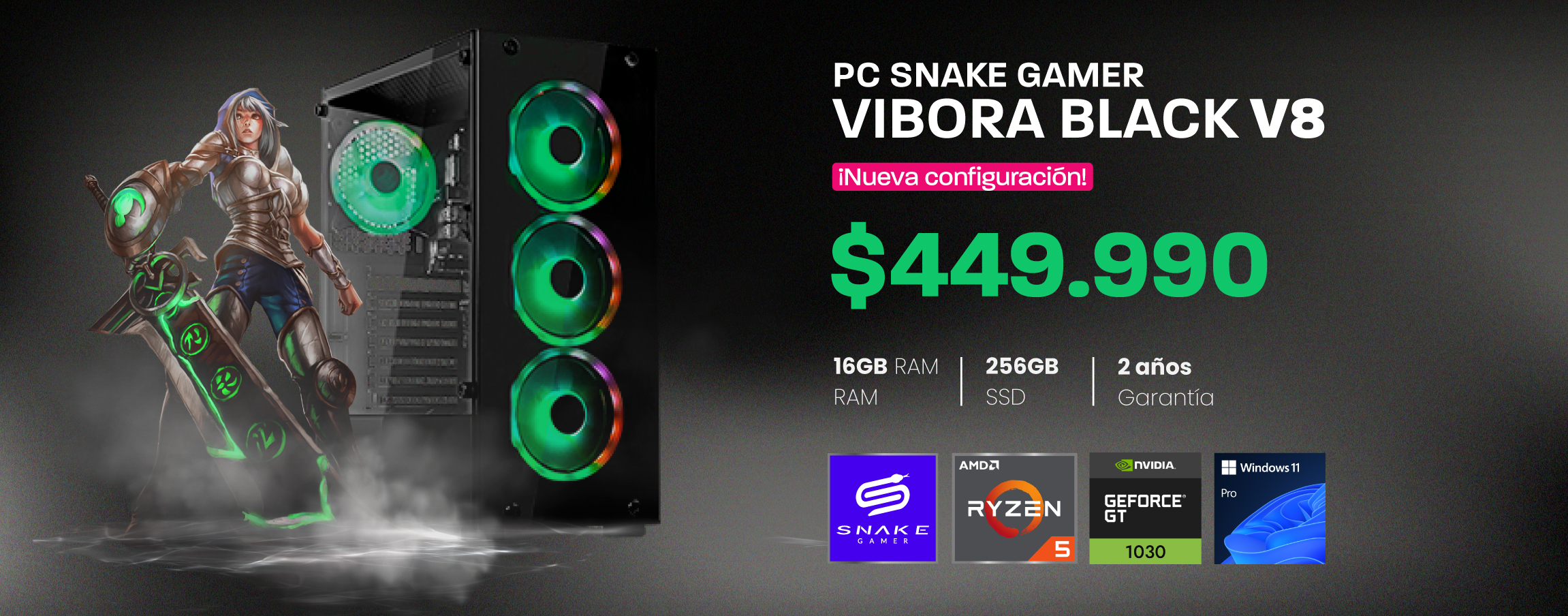 PC GAMER VIBORA V8 RYZEN 5 GT 1030