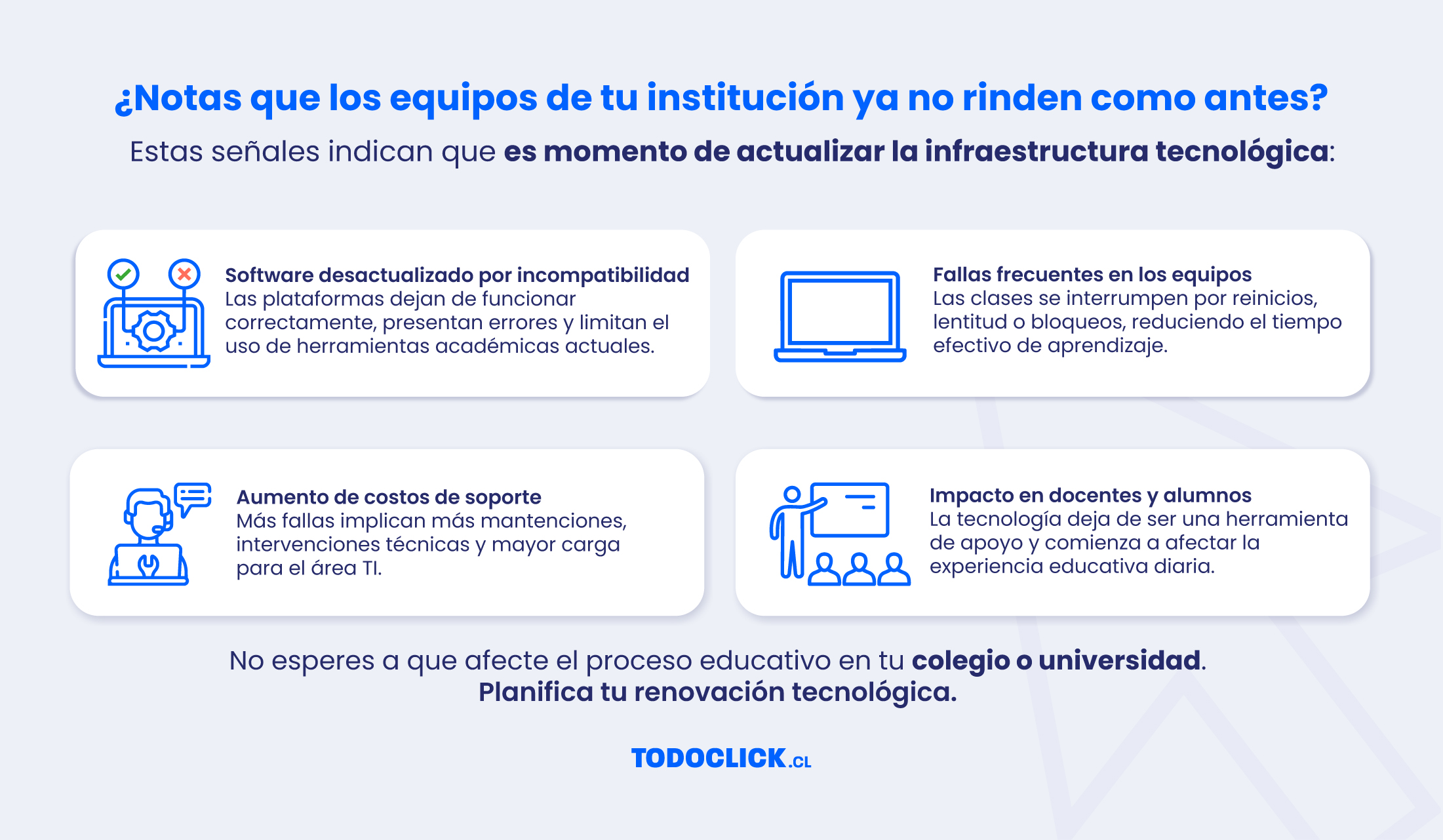 Señales que indican que tu colegio o universidad debe renovar su infraestructura tecnológica