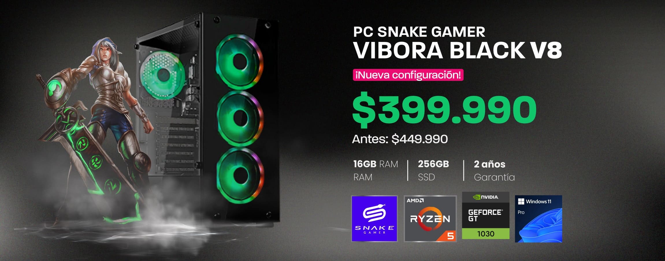 PC GAMER VIBORA V8 RYZEN 5 GT 1030